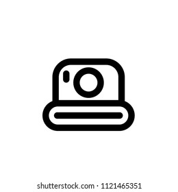 Camera icon. Aperture and photography vector illustration for photo studio, photographer and digital media, isolated background, line art camera