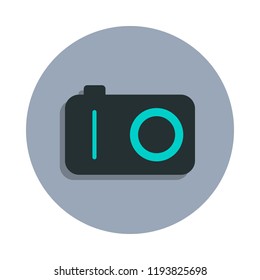 camera icon in badge style. One of web collection icon can be used for UI, UX