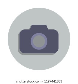 camera icon in badge style. One of web collection icon can be used for UI, UX