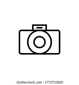 Camera icon  in black line style icon, style isolated on white background