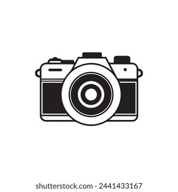 Camera icon. Black camera icon on white background. Vector illustration