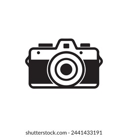 Icono de cámara. Icono de cámara negro sobre fondo blanco. Ilustración de vector