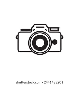 Camera icon. Black camera icon on white background. Vector illustration