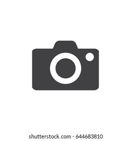 Camera icon in black on a white background. Vector illustration