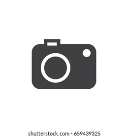 Camera icon in black on a white background. Vector illustration