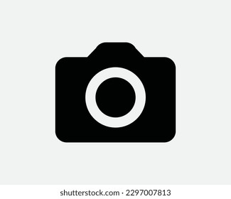 Camera Icon. Black and White Digital Photo Lens Image Capture Film Photography Media Sign Symbol Artwork Graphic Illustration Clipart Vector Cricut