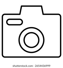 Icono de la cámara Vector plano de la muestra del contorno blanco y negro