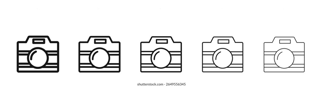 Camera icon black and white vector sign