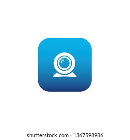 Camera icon with blue background 