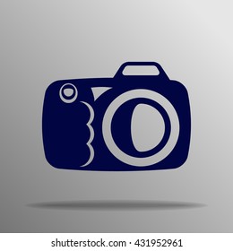 Camera Icon blue on a gray background