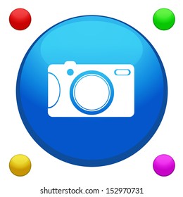 Camera icon button vector with 4 color background included