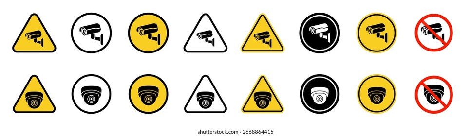 Icono de la cámara. Iconos de CCTV. Conjunto de Vector de cámara de seguridad. Video Icono de la cámara.
