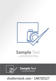Camera icon with check mark vector
