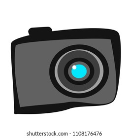 Camera, icon, children's drawing style.