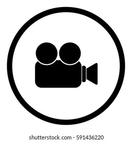 Camera icon in circle on white background