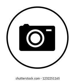 Camera icon in circle. Vector Illustration