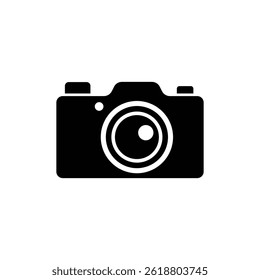 Icono de la cámara y diseño de arte de Clip sobre un fondo blanco. Diseño de símbolo de cámara fotográfica