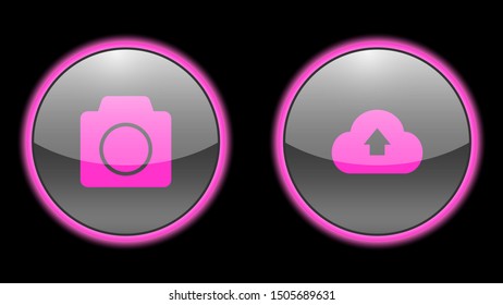 Camera icon, cloud icon vector design. Couple of icons united by one topic