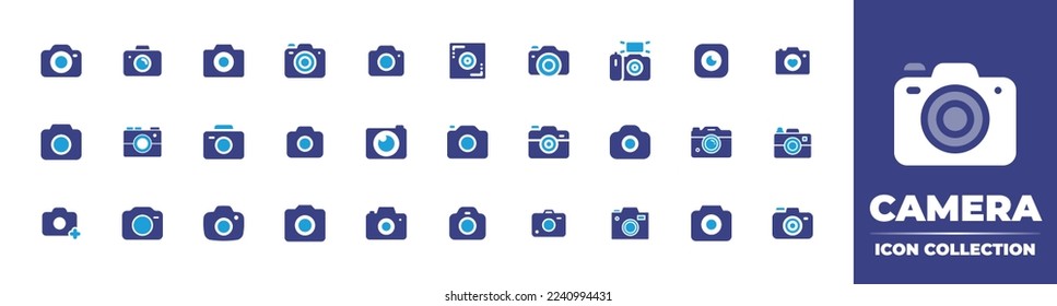 Colección de iconos de cámara. Color de duotona. Ilustración vectorial.