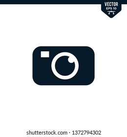 Camera icon collection in glyph style, solid color vector