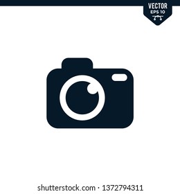 Camera icon collection in glyph style, solid color vector