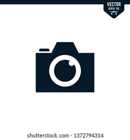 Camera icon collection in glyph style, solid color vector