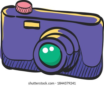 Icono de cámara en el dibujo a color. Instantánea de fotografía digital