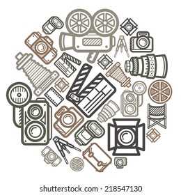 Camera Icon Color Set Circle