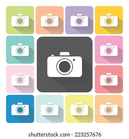 Camera Icon color set vector illustration.