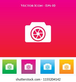 Camera Icon in Colored Square box. eps-10