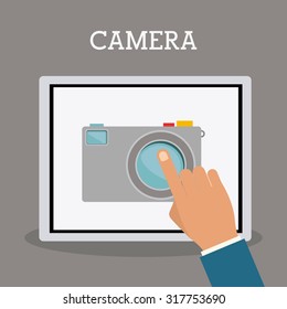 Camera icon concept over flat design, vector illustration eps 10