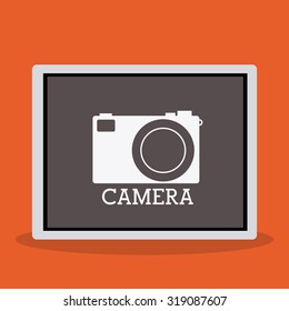 Camera icon concept over flat design, vector illustration eps 10