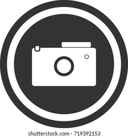Camera icon . dark circle sign design