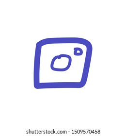 Camera icon design. blue outline camera on white background.