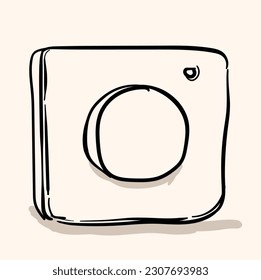 camera icon design with doodle handdrawn style vector isolated on white