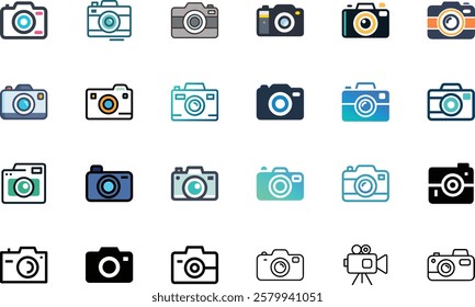 Camera icon design set on white background