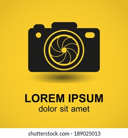 Camera icon design silhouette. Digital logo. Media. Vector