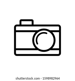 Camera icon design template, outlined style, editable stroke