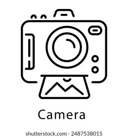 A camera icon designed in linear style 