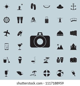 camera icon. Detailed set of summer pleasure icons. Premium quality graphic design sign. One of the collection icons for websites, web design, mobile app on colored background
