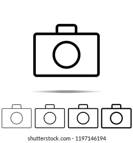 camera icon in different shapes, thickness. Simple outline vector of web for UI and UX, website or mobile application