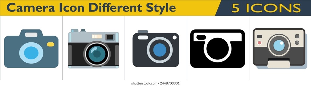Camera icon with different styles