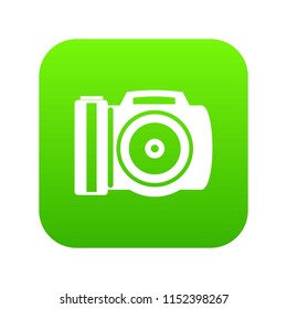 Camera icon digital green for any design isolated on white vector illustration