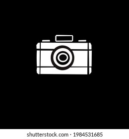 Camera icon drawing illustration on black background