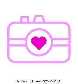camera icon duotone pink style valentine illustration vector element and symbol perfect. Icon sign from modern collection for web. Nice design perfect.