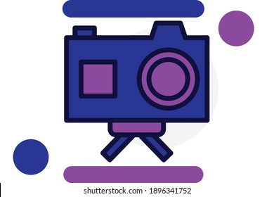 Camera icon filled line color concept related gadget and device elements.