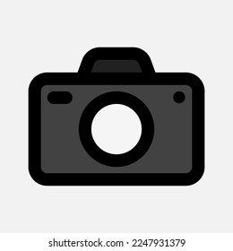Camera icon in filled line style about multimedia, use for website mobile app presentation