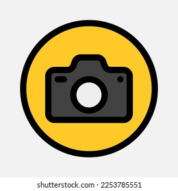 Camera icon in filled line style, use for website mobile app presentation