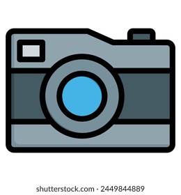 camera icon filled line style, suitable for web and mobile app.
