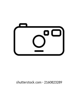 Camera Icon. Film Camera Vector Icon. Done in Modern Black Linear Style Isolated on White Background.